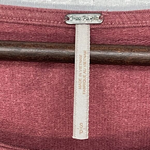 Free People Sweatshirt Dress Size PS Maroon Drop Waist Pockets Short Sleeve‎ - Picture 2 of 10